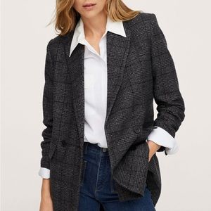 Wool grey double breasted blazer jacket / coat